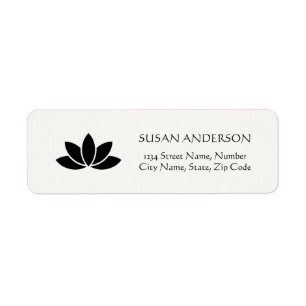 Black Lotus Flower Address Label Return Address Label