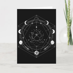 Black Lotus Moon Flower Phases Yoga Card