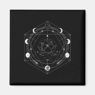Black Lotus Moon Flower Phases Yoga  Magnet