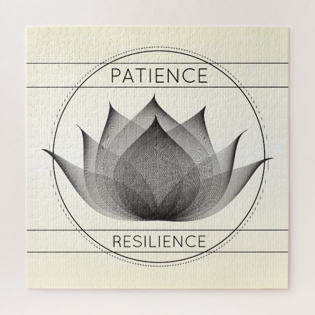 Black Lotus Patience and Resilience Symbol Floral Jigsaw Puzzle (Vertical)
