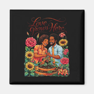 Black Love African American Couple Sketch Valentin Magnet