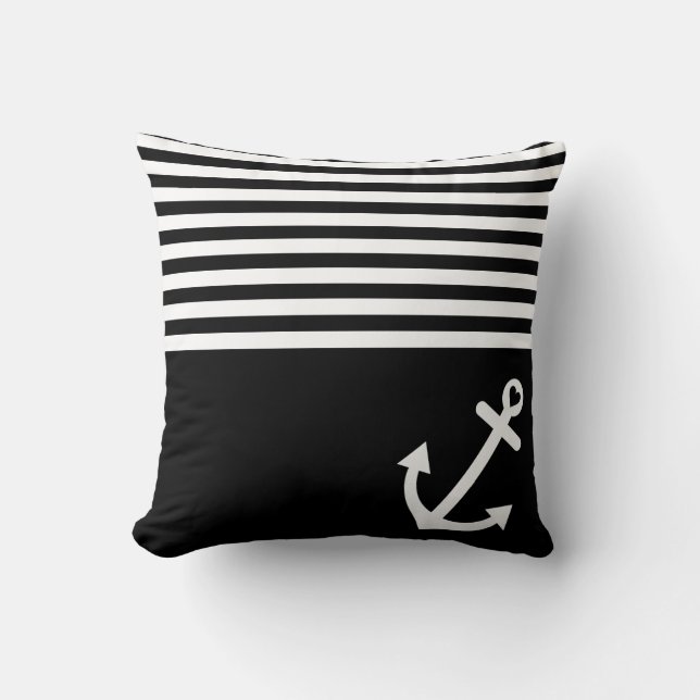 Black Love Anchor Nautical Cushion (Front)