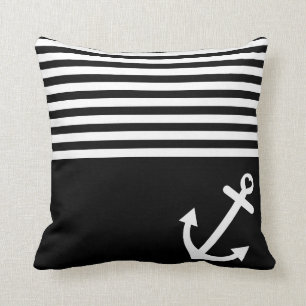 Black Love Anchor Nautical Cushion