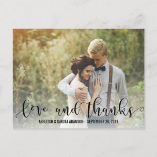 Black Love And Thanks Script | Personalised Photo Postcard