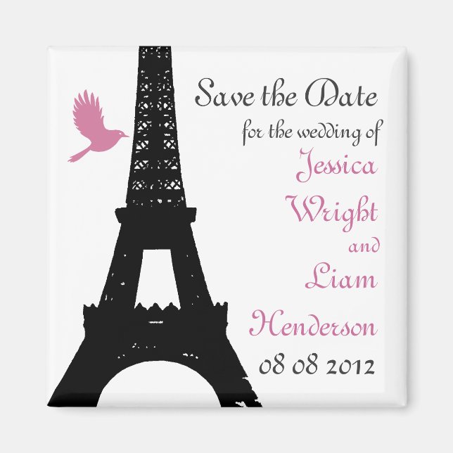 Black Love Birds Save the Date Magnet (Front)
