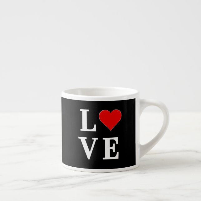 Black LOVE Heart Modern Trendy Espresso Cup (Right)