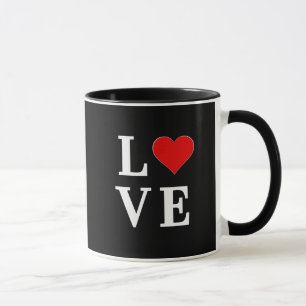 Black LOVE Heart Modern Trendy Mug