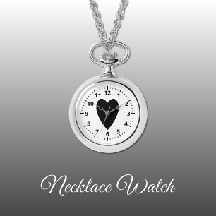 Black love heart Necklace Watch