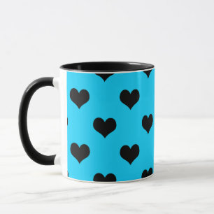 Black Love Heart On Blue Background Mug