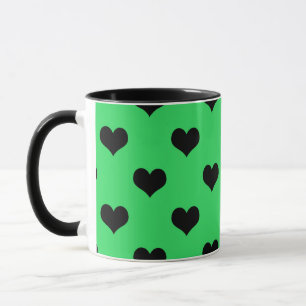 Black Love Heart On Green Background Mug