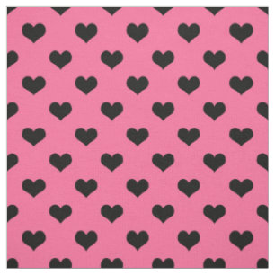 Black Love Heart On Pink Background Fabric
