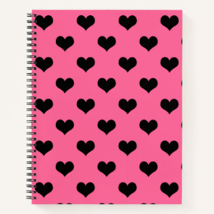 Black Love Heart On Pink Background Notebook