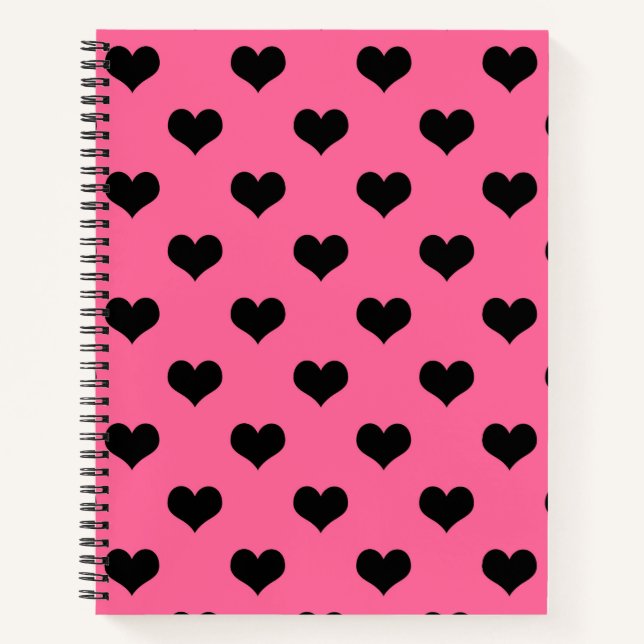 Black Love Heart On Pink Background  Notebook (Front)