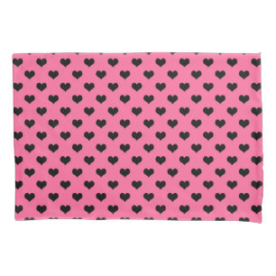 Black Love Heart On Pink Background Pillowcase