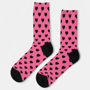 Black Love Heart On Pink Background  Socks