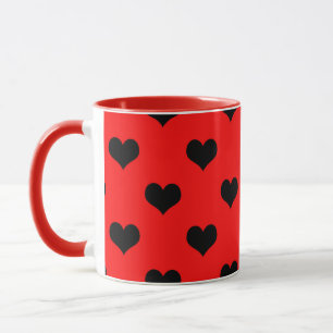 Black Love Heart On Red Background  Mug
