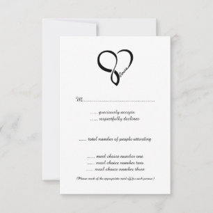 Black Love Heart Wedding RSVP Cards