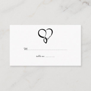 Black Love Heart Wedding Table Place Cards