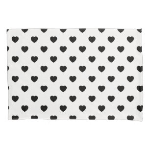 Black Love Hearts White Background Pillowcase