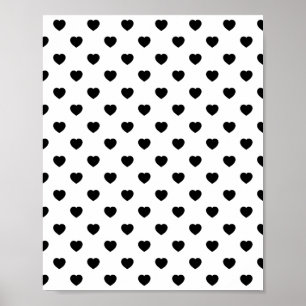 Black Love Hearts White Background Poster