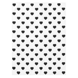Black Love Hearts White Background Tablecloth