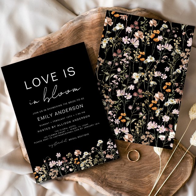 Black Love in Bloom Wildflower Bridal Shower Invitation (Creator Uploaded)