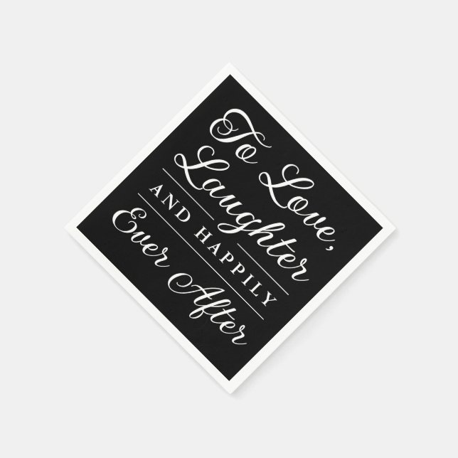 Black Love Laughter And Happily Ever After Wedding Napkin (Corner)