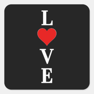 Black LOVE Modern Tredny Black and White Square Sticker