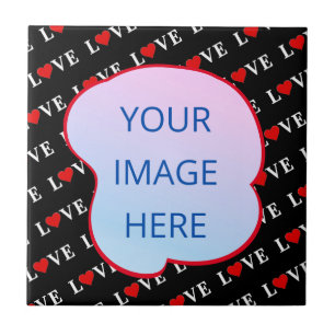 Black LOVE Trendy Black and White Ceramic Tile