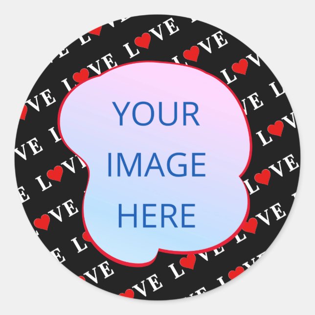 Black LOVE Trendy Black and White Classic Round Sticker (Front)