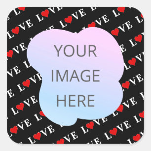 Black LOVE Trendy Black and White Square Sticker