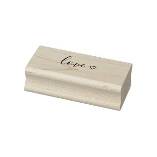 Black Love with Small Heart Rubber Stamp