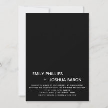Black Low Bar Wedding Invitation