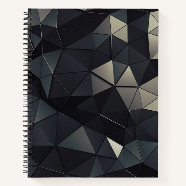 Black Low-Poly Bullet Journal / Lined Notebook (Front)