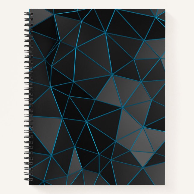 Black Low-Poly Bullet Journal / Lined Notebook (Front)