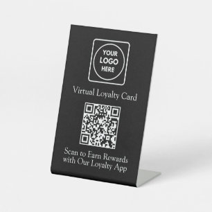 Black Loyalty QR Code   Custom Business Logo  Pedestal Sign