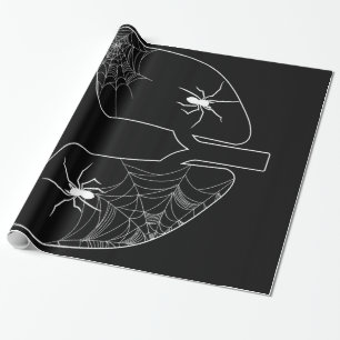 Black Lungs Spider Webs   Halloween Spider Wrapping Paper