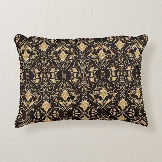 Black Luxurious Patter Decorative Cushion (Front)