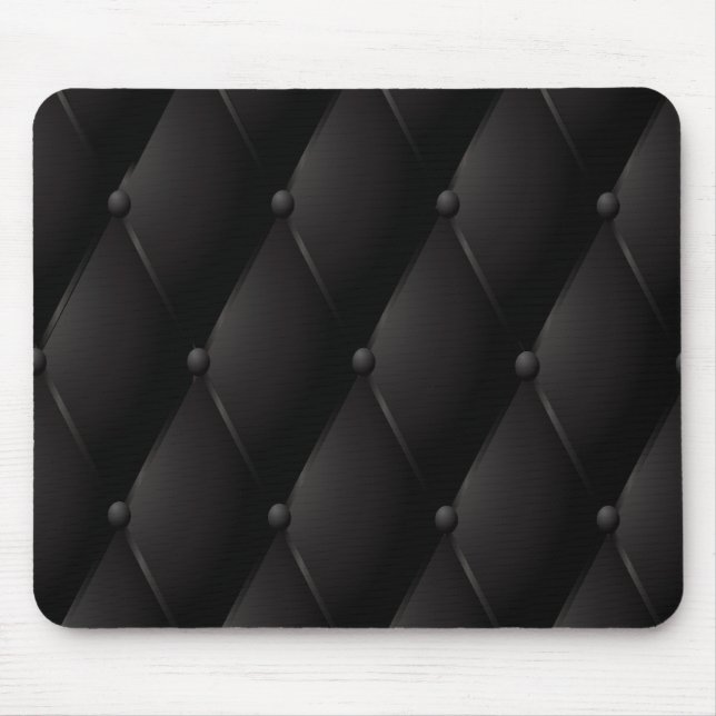 Black luxury buttoned leather mouse pad (Front)