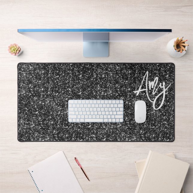 Black Luxury Glitter Desk Mat (Office 1)