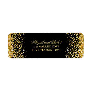 Black Luxury Gold Glitter Return Label Return Address Label