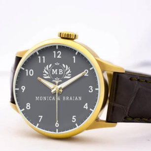 Black Luxury Initials Weddings Anniversaries Watch