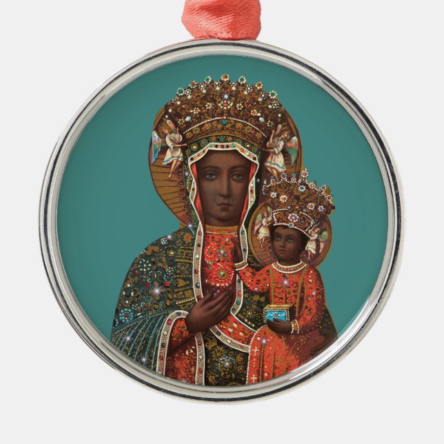 Black Madonna and Child Christmas Ornament (Front)