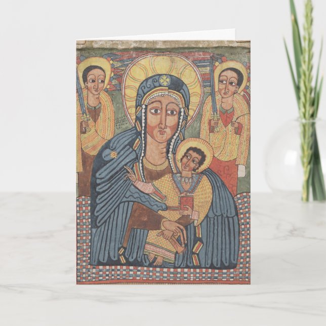 Black Madonna and Child, Ethiopian Christmas Holiday Card (Front)