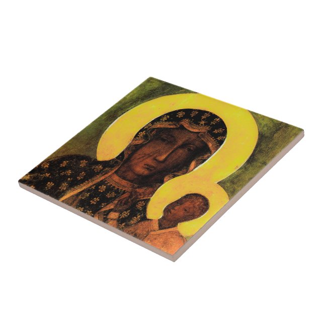 Black Madonna Icon Traditional Poland Gift  Ceramic Tile (Side)