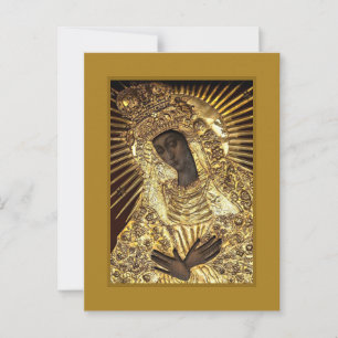 BLACK MADONNA in Golden Riza Oklad Revetment  Postcard