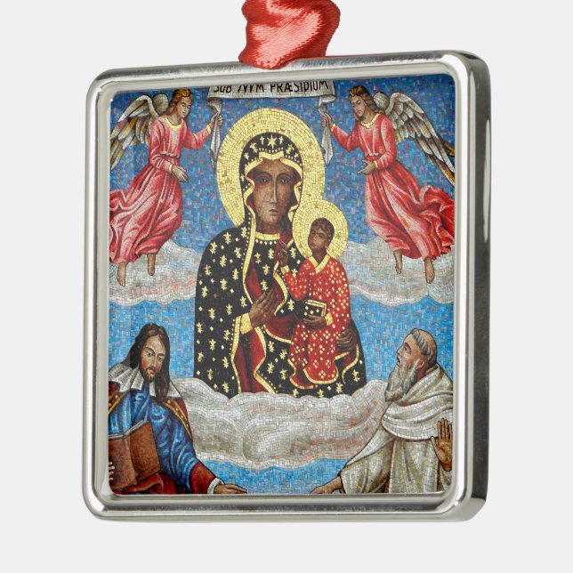 Black Madonna Mosaic Metal Ornament (Left)