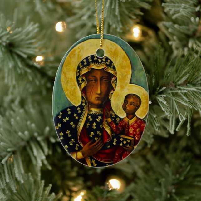 Black Madonna of Częstochowa Ceramic Ornament (Tree)