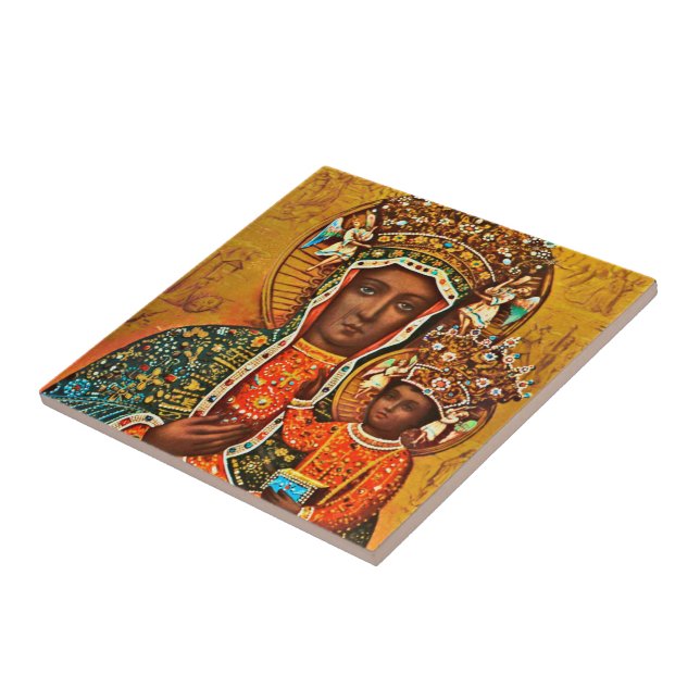 Black Madonna of Czestochowa Poland Ceramic Tile (Side)