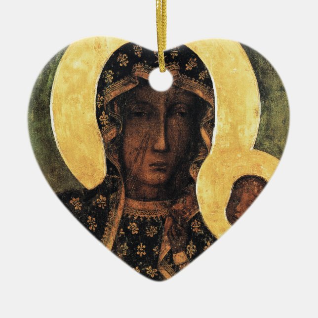 Black Madonna Poland Our Lady of Czestochowa print Ceramic Ornament (Front)